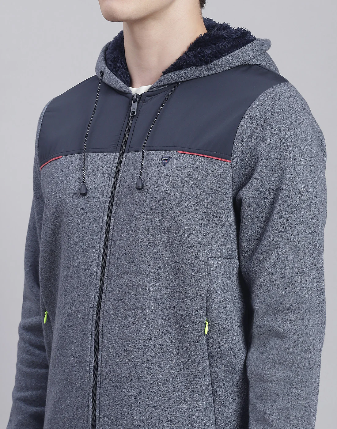 Men Navy Blue Solid Hooded Full Sleeve Sweatshirt - Image 6