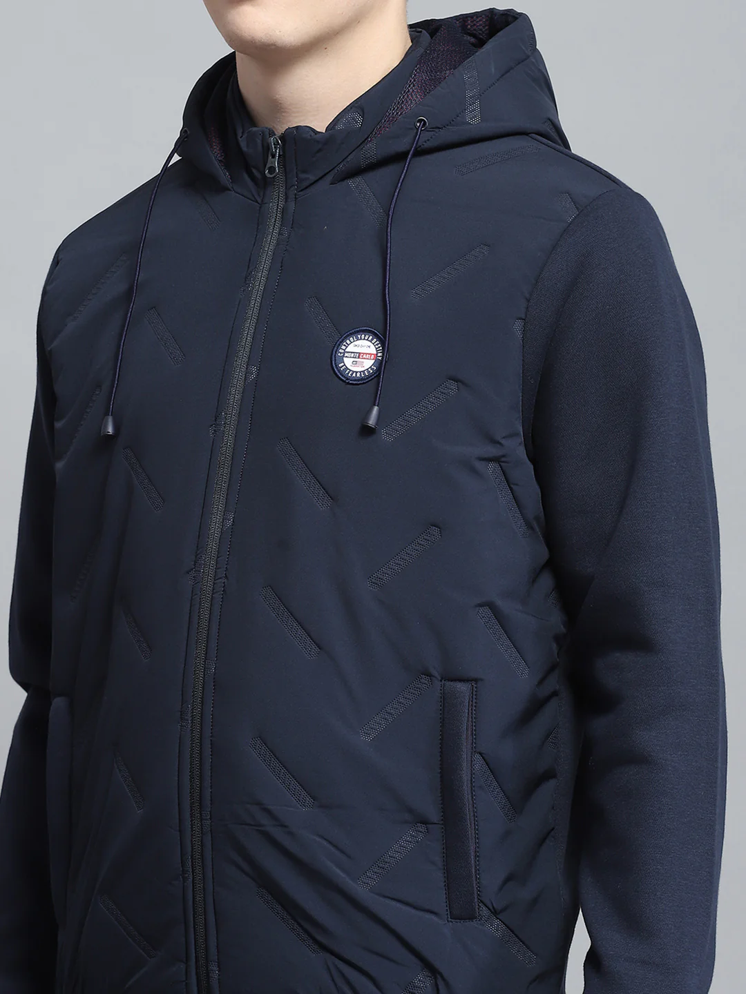 Men Navy Blue Solid Hooded Full Sleeve Sweatshirt - Image 8