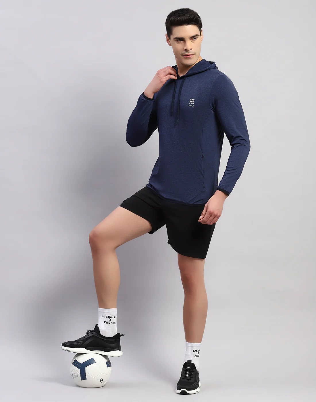 Rock.it Men Navy Blue Solid Hooded Full Sleeve T-Shirt - Image 2