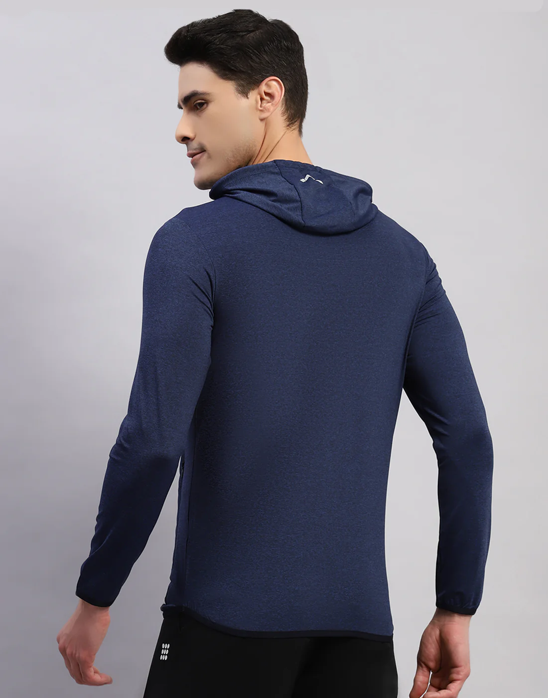 Rock.it Men Navy Blue Solid Hooded Full Sleeve T-Shirt - Image 5