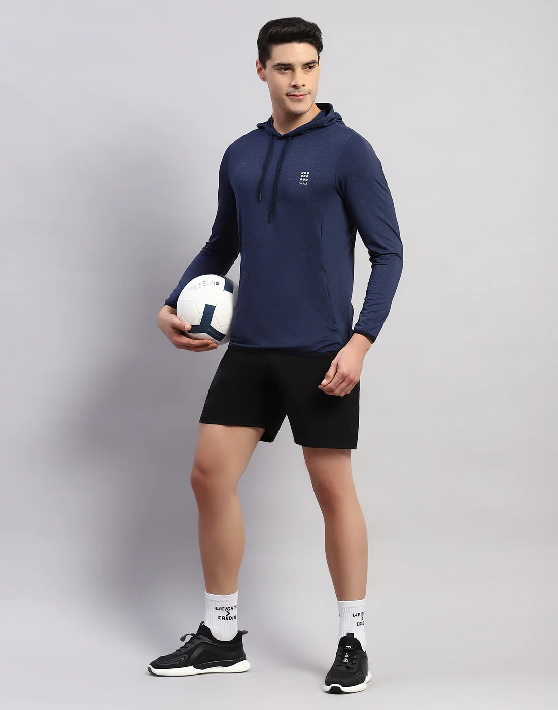 Rock.it Men Navy Blue Solid Hooded Full Sleeve T-Shirt - Image 6