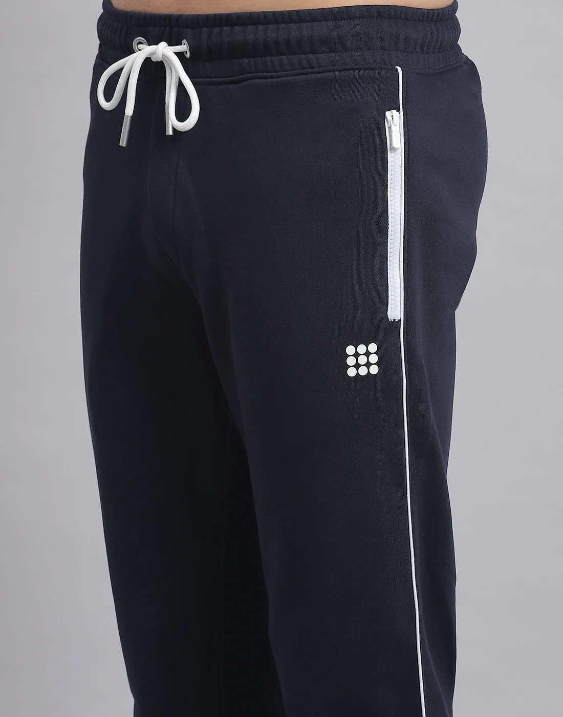 Rock.it Men Navy Blue Solid Hooded Full Sleeve Tracksuit - Image 8