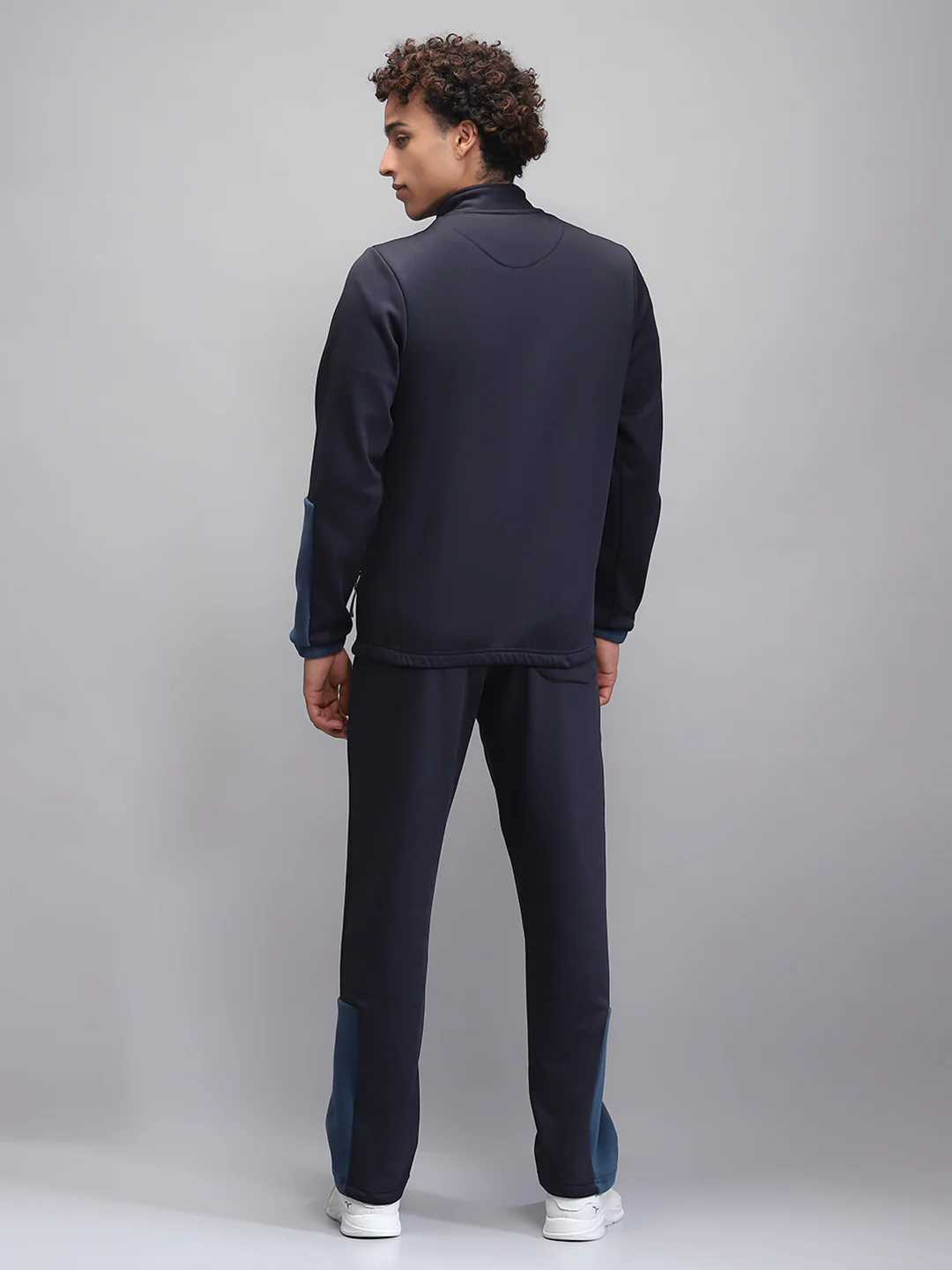 Rock.it Men Navy Blue Solid Mock Neck Full Sleeve Winter Tracksuit - Image 5