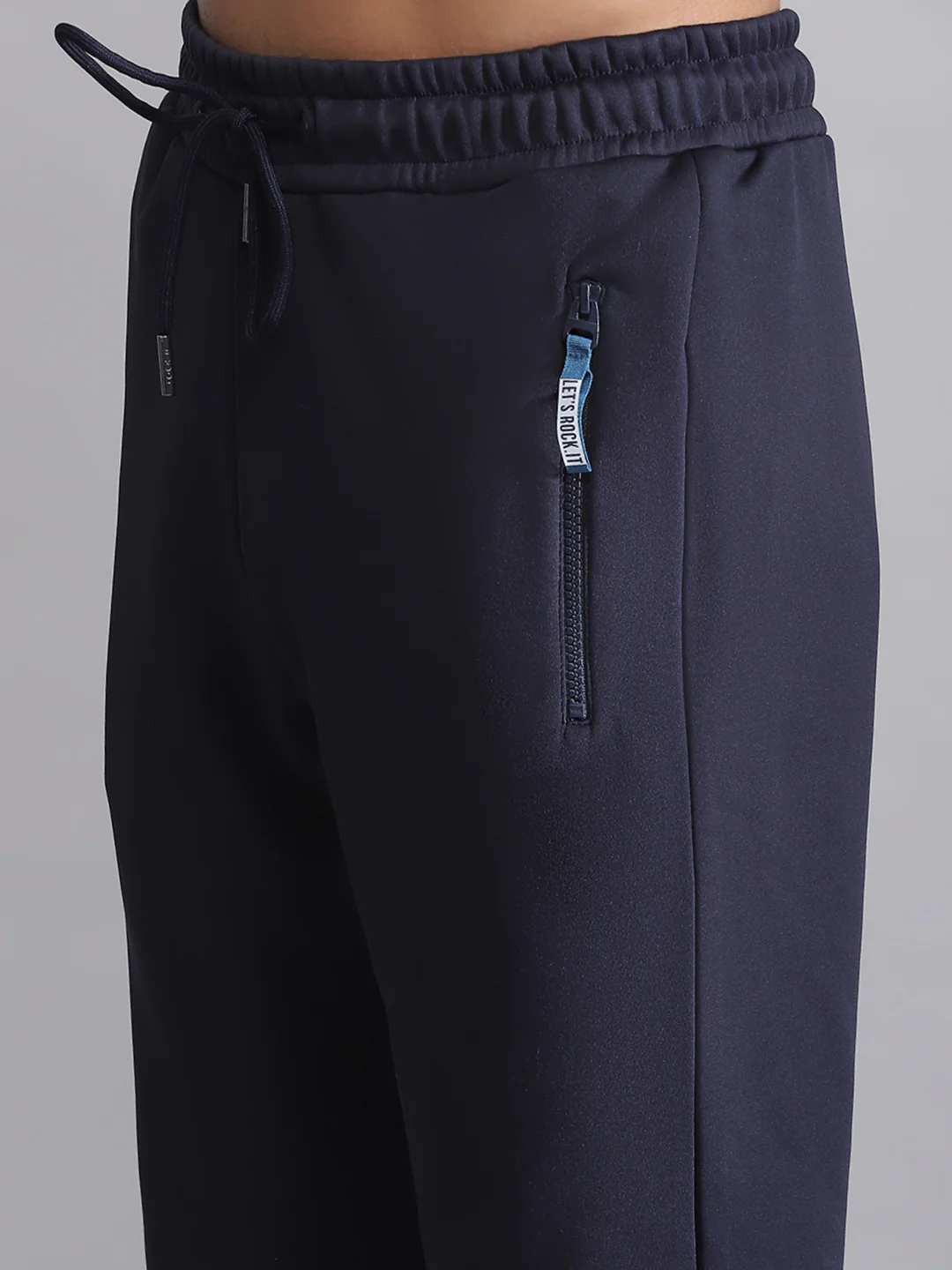 Rock.it Men Navy Blue Solid Mock Neck Full Sleeve Winter Tracksuit - Image 9