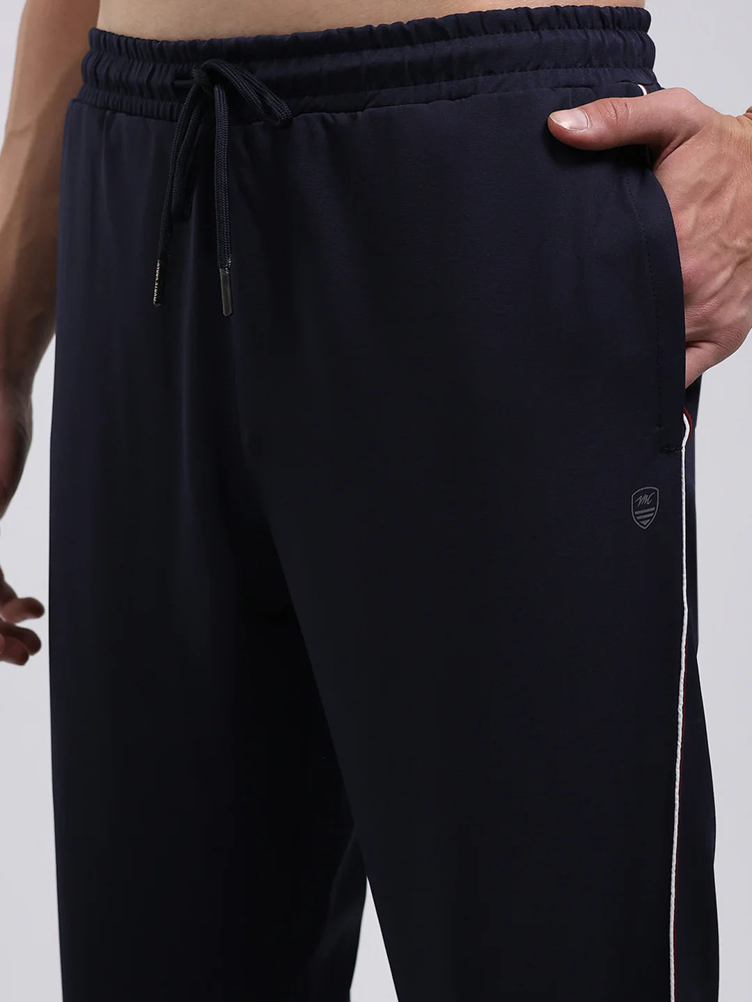 Men Navy Blue Solid Mock Neck Full Sleeve Winter Tracksuit - Image 8