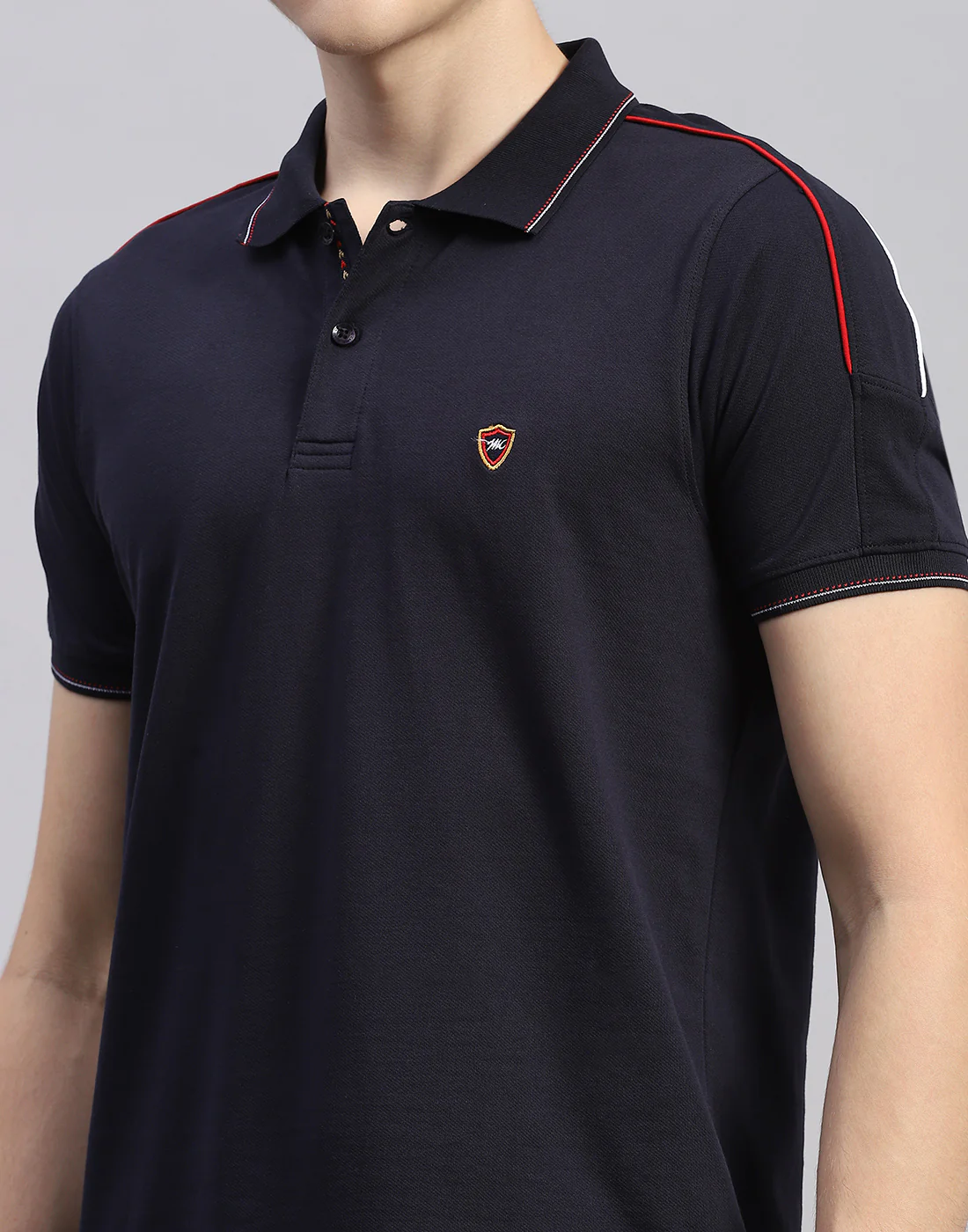 Men Navy Blue Solid Polo Collar Half Sleeve Lower Set - Image 7