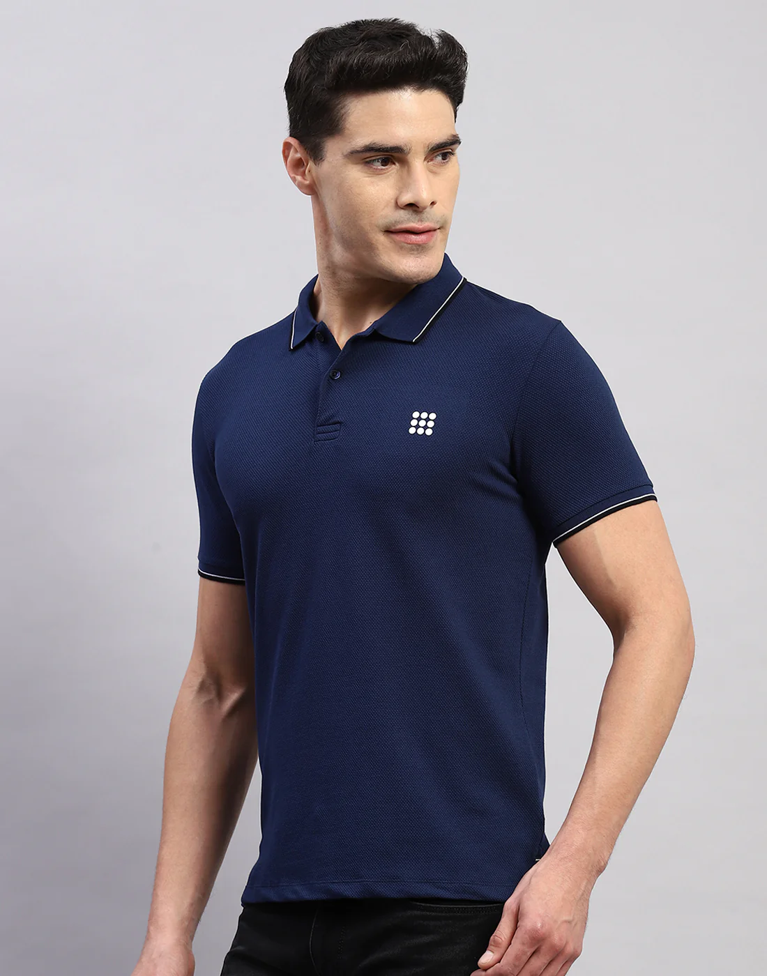 Rock.it Men Navy Blue Solid Polo Collar Half Sleeve T-Shirt - Image 3