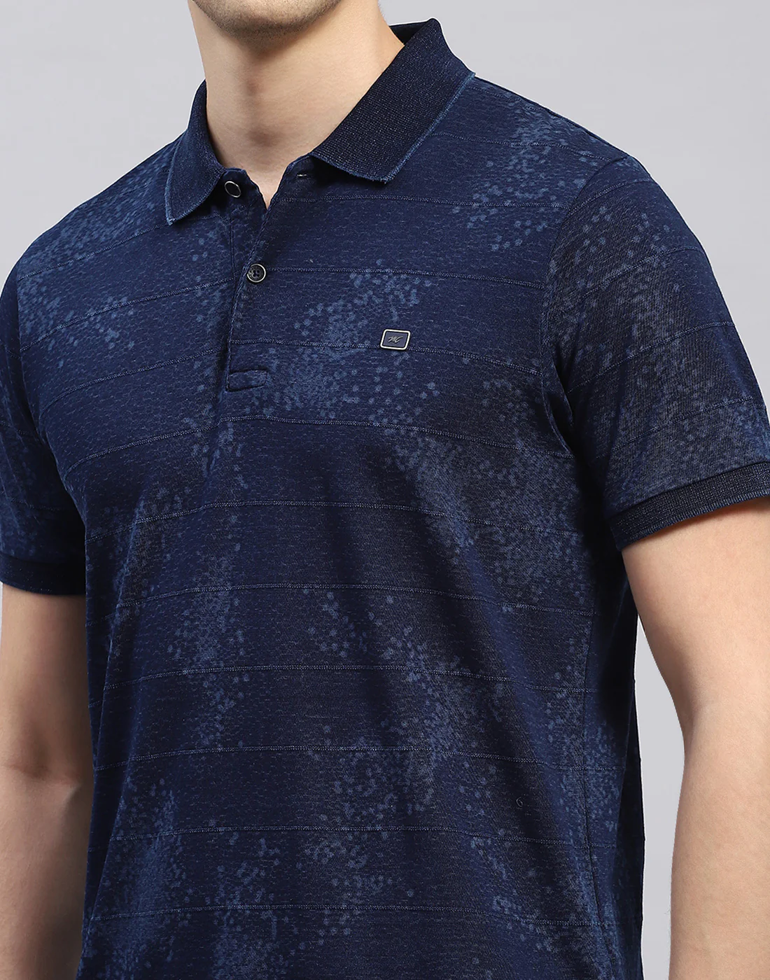 Men Navy Blue Solid Polo Collar Half Sleeve T-Shirt - Image 6