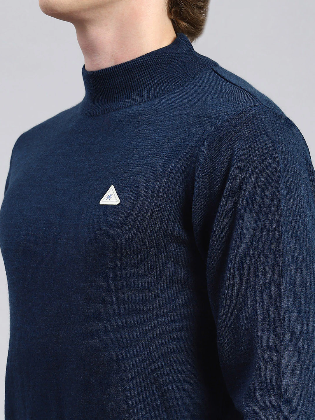Men Navy Blue Solid Pullover - Image 6