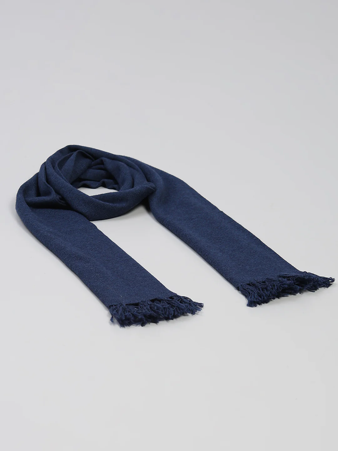 Men Navy Blue Solid Pure Wool Muffler - Image 6