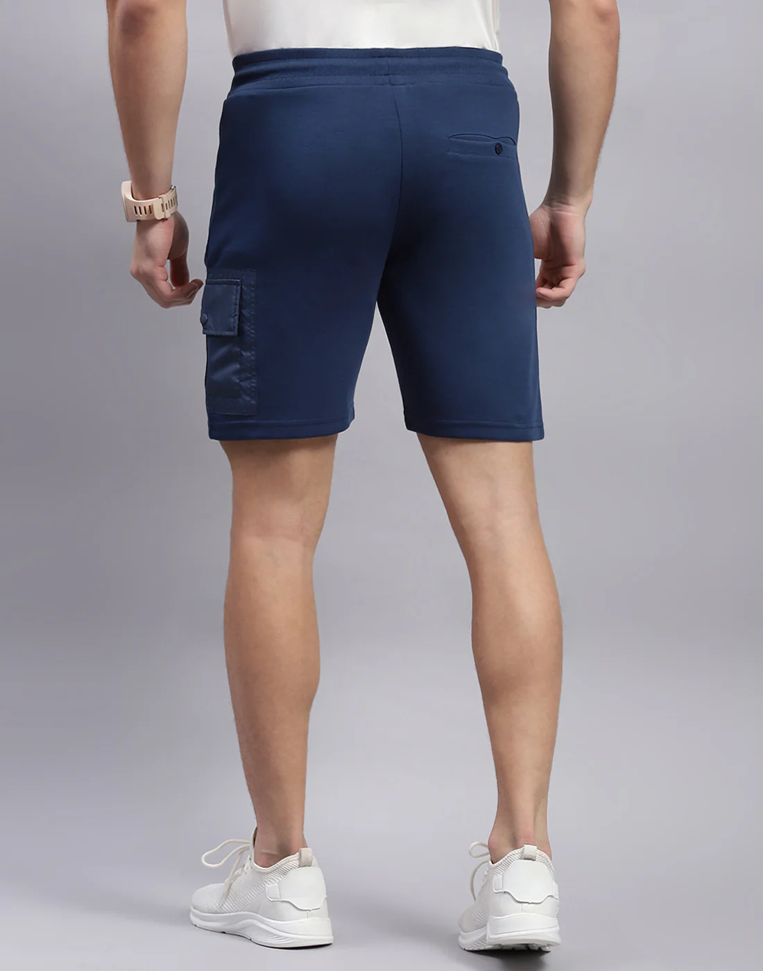 Men Navy Blue Solid Regular Fit Bermuda - Image 6