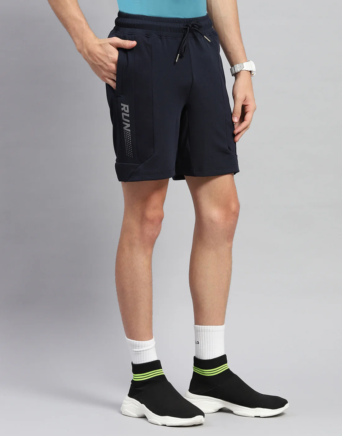 Men Navy Blue Solid Regular Fit Bermuda - Image 4