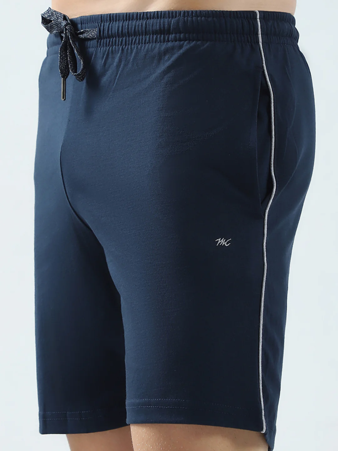 Men Navy Blue Solid Regular Fit Bermuda - Image 6