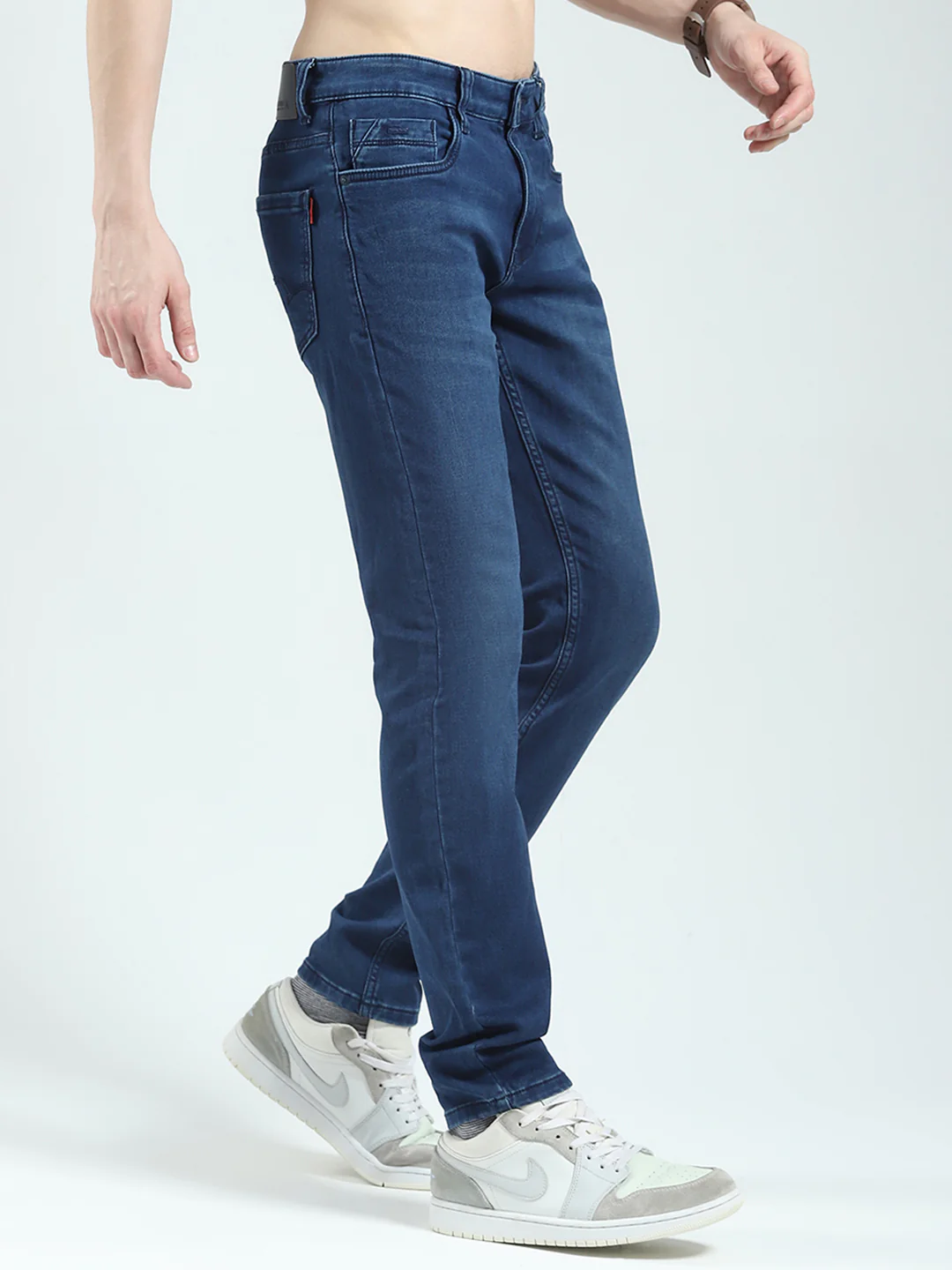 Men Navy Blue Solid Skinny Fit Denim - Image 4