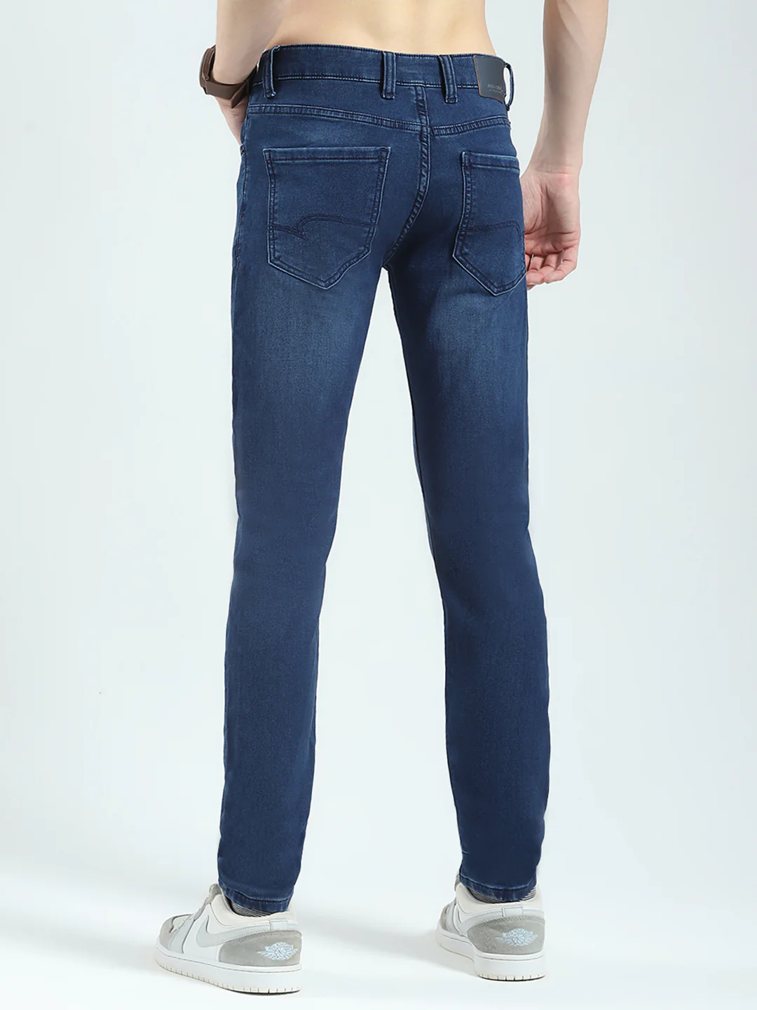 Men Navy Blue Solid Skinny Fit Denim - Image 5