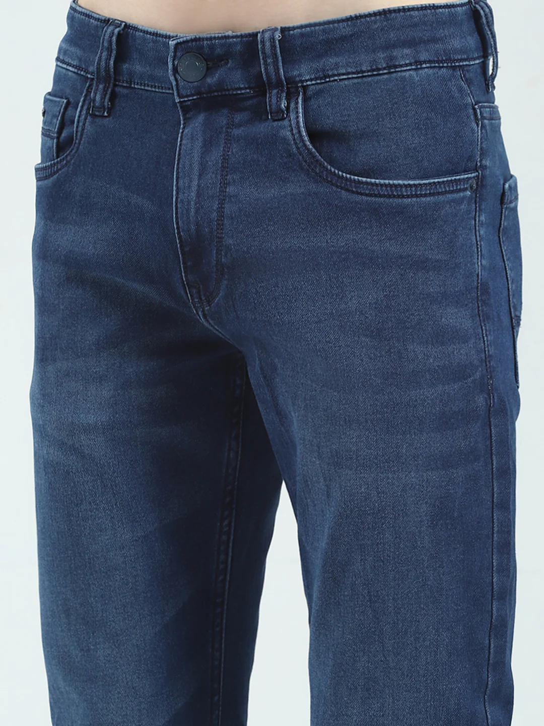 Men Navy Blue Solid Skinny Fit Denim - Image 6