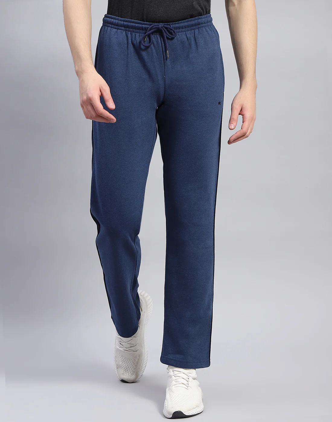 Men Navy Blue Solid Regular Fit Winter Lower
