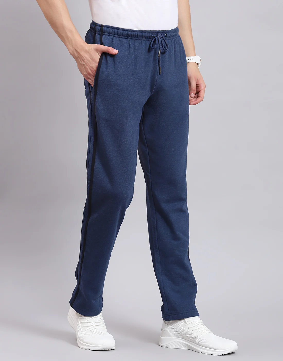 Men Navy Blue Solid Regular Fit Winter Lower - Image 4