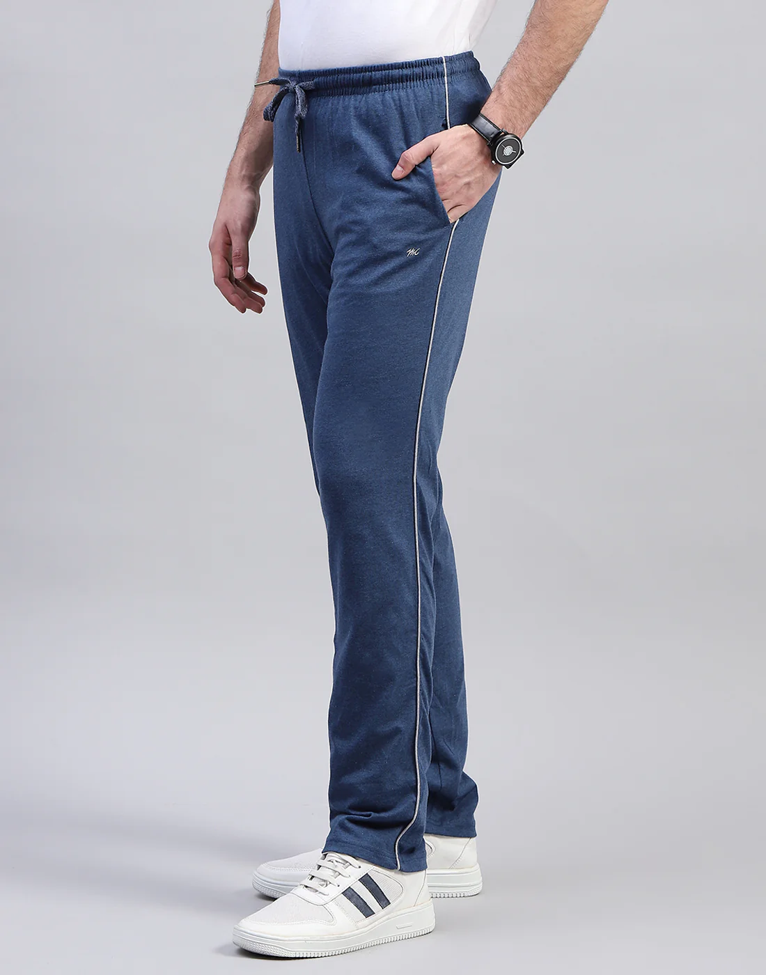 Men Navy Blue Solid Regular Fit Lower - Image 4