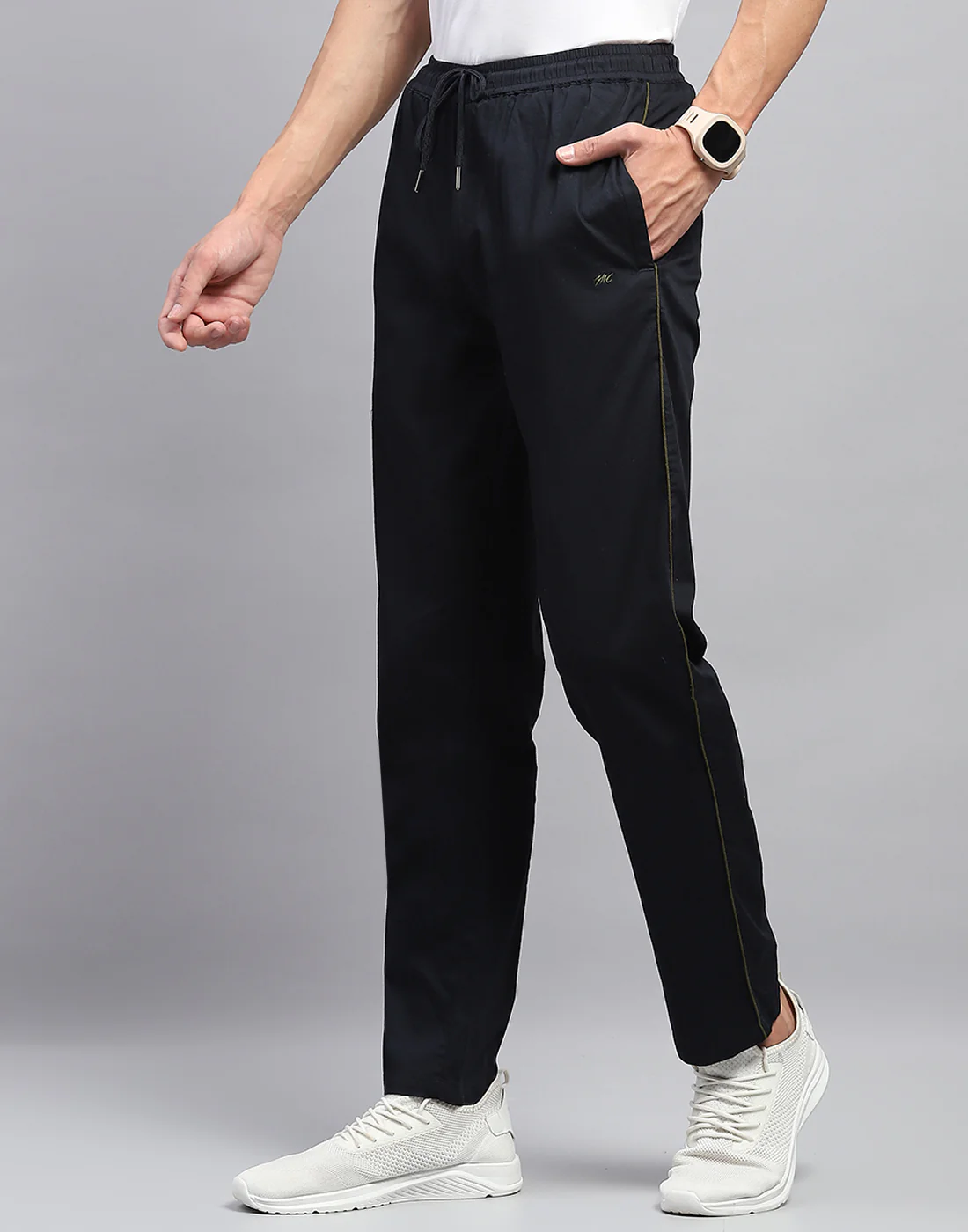 Men Navy Blue Solid Regular Fit Lower - Image 3