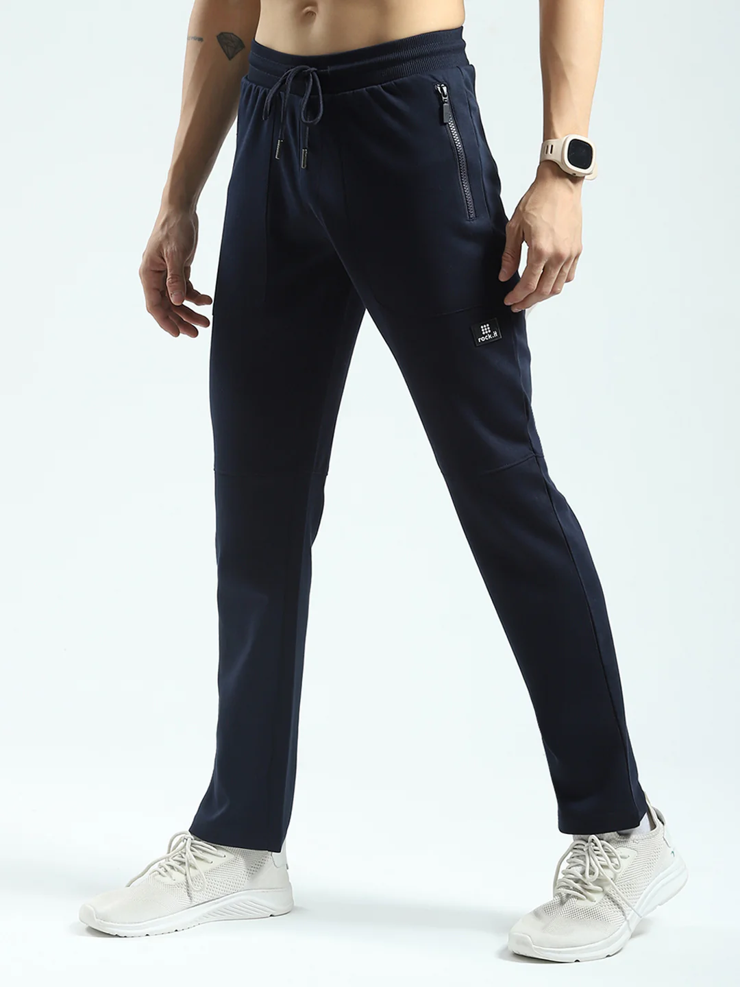 Rock.it Men Navy Blue Solid Regular Fit Lower - Image 3