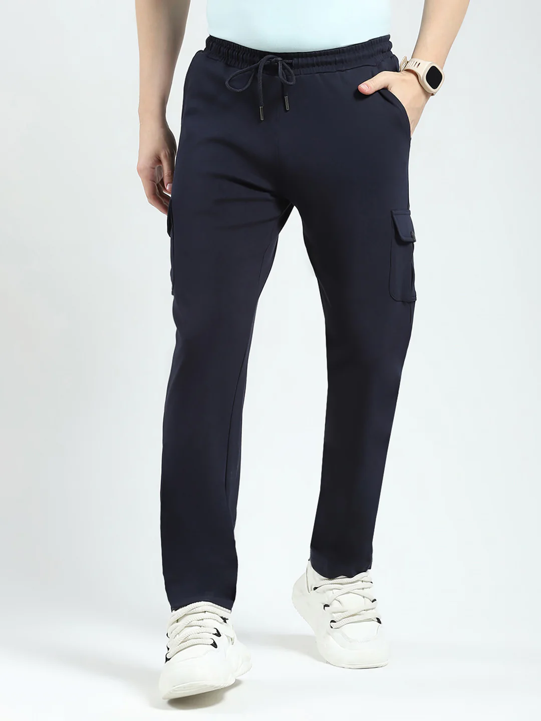 Rock.it Men Navy Blue Solid Regular Fit Lower