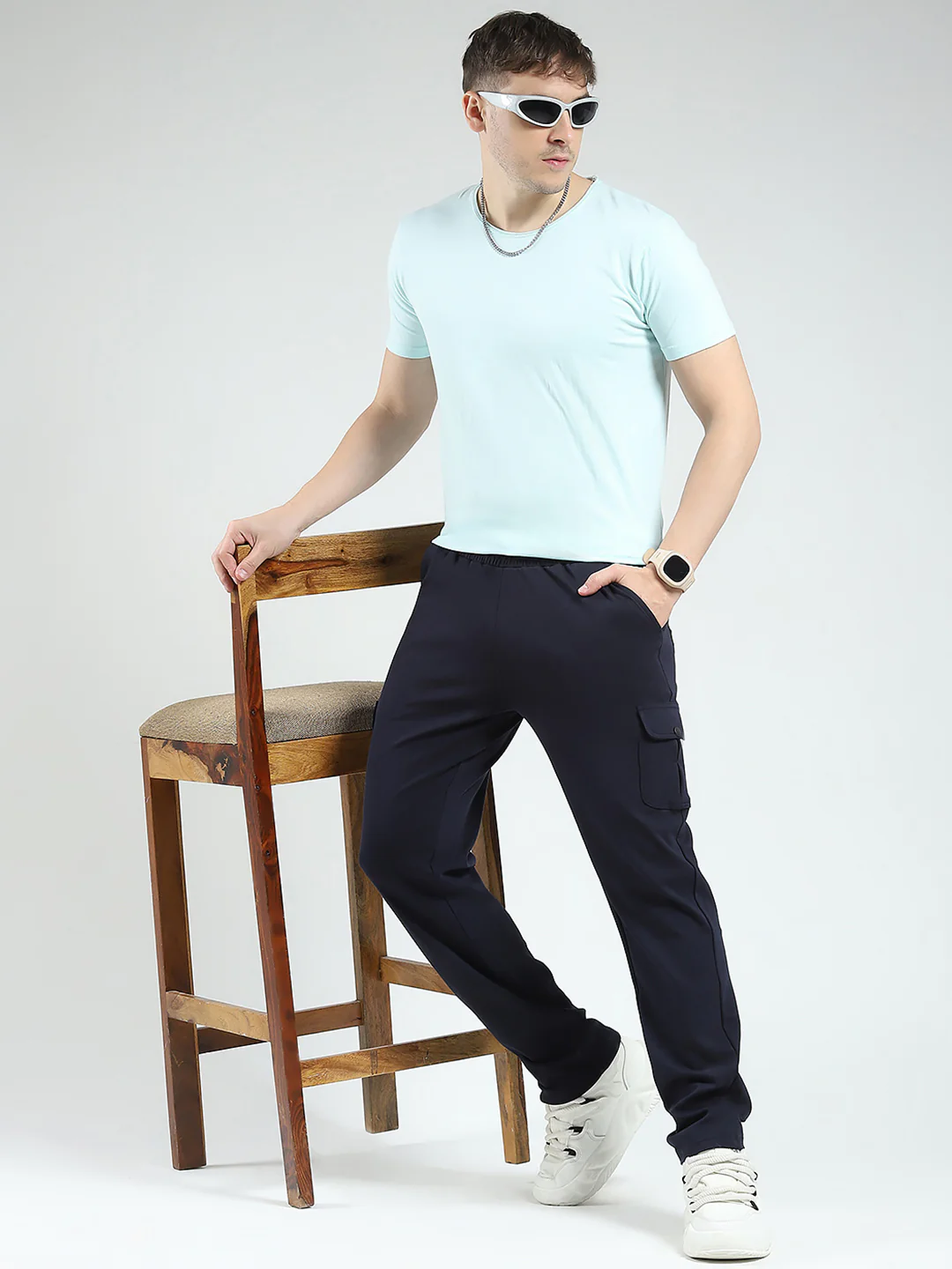 Rock.it Men Navy Blue Solid Regular Fit Lower - Image 2