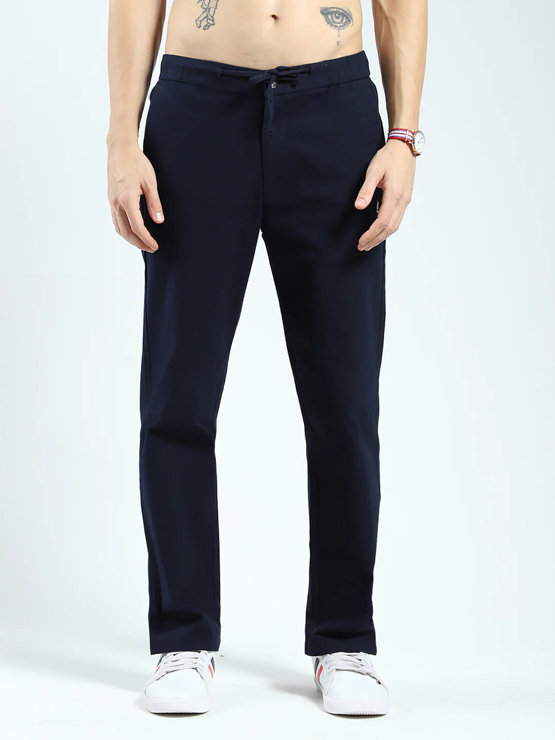 Rock.it Men Navy Blue Solid Regular Fit Lower