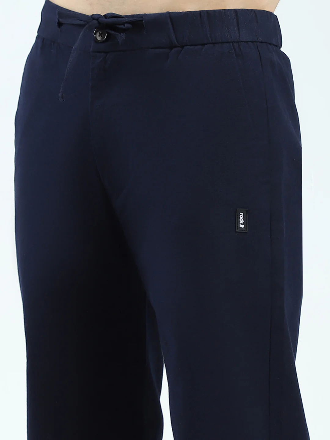 Rock.it Men Navy Blue Solid Regular Fit Lower - Image 6