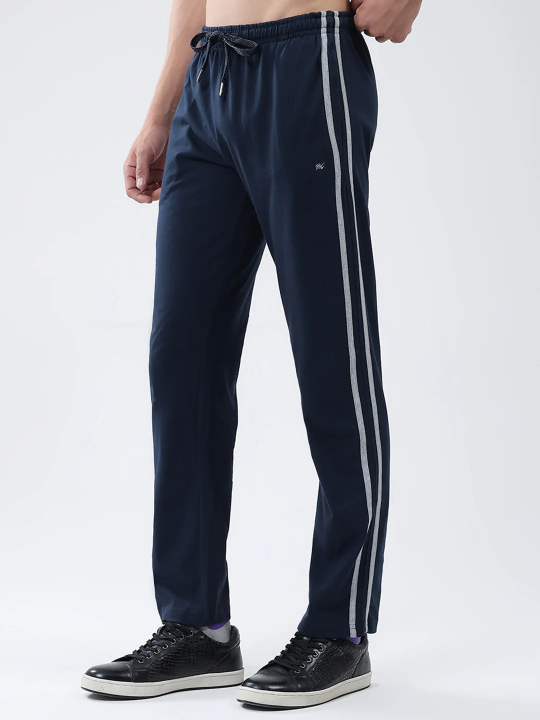 Men Navy Blue Solid Regular Fit Lower - Image 3