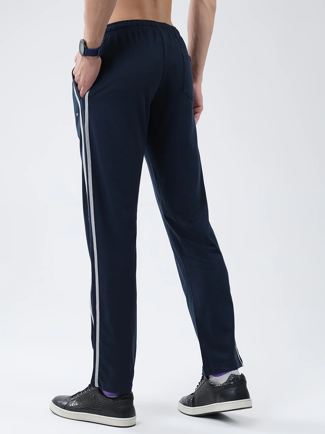 Men Navy Blue Solid Regular Fit Lower - Image 5