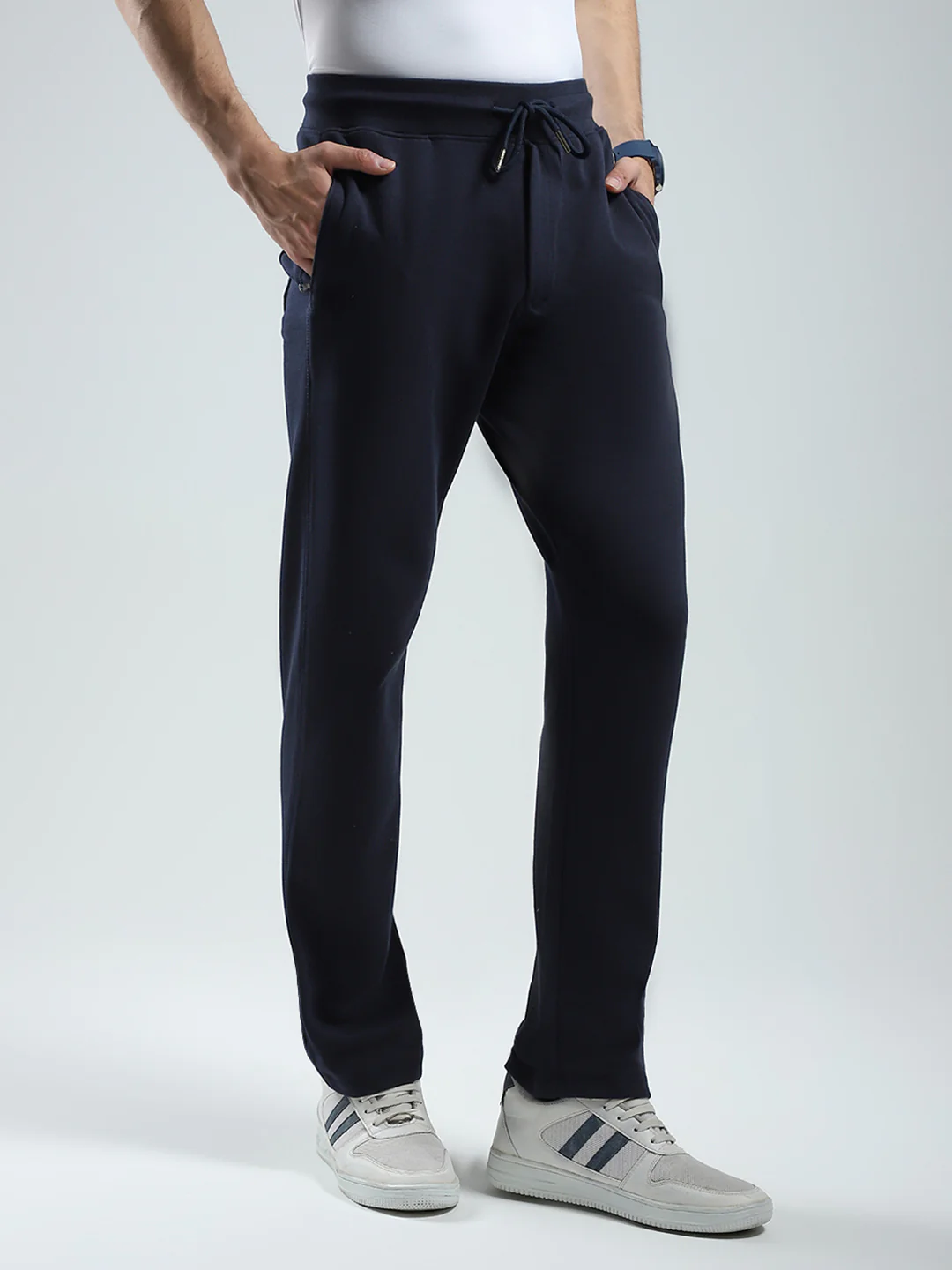 Men Navy Blue Solid Regular Fit Lower - Image 4