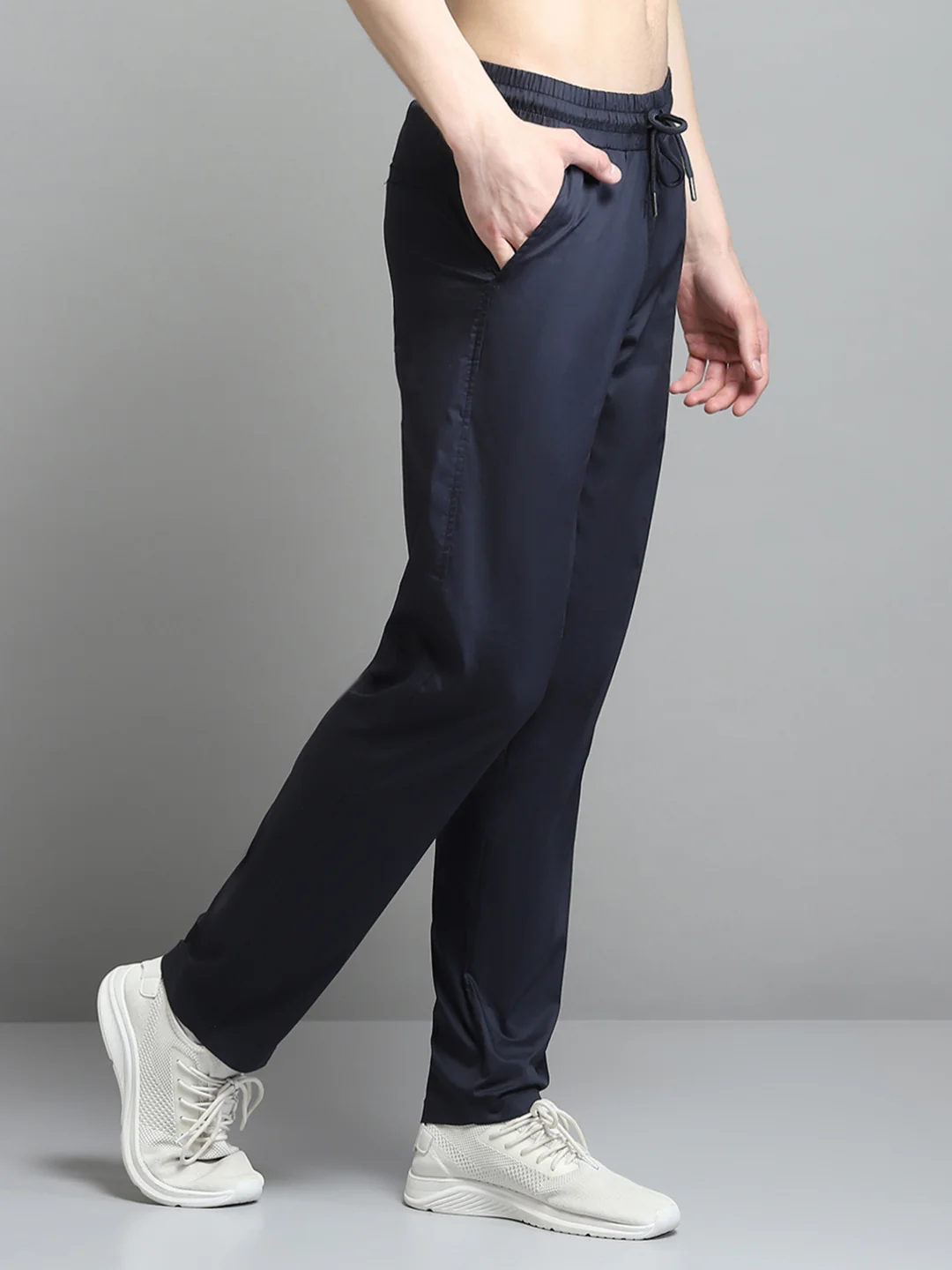 Men Navy Blue Solid Regular Fit Lower - Image 4