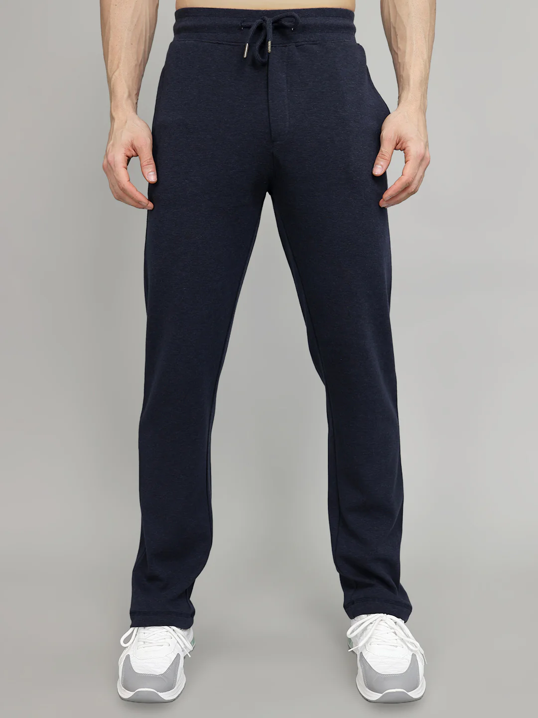 Men Navy Blue Solid Regular Fit Lower