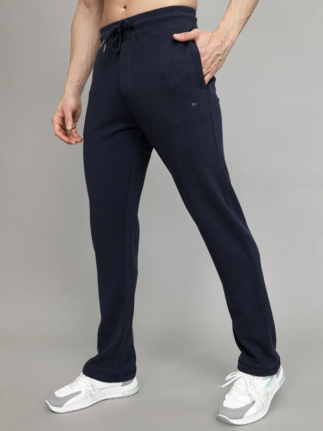 Men Navy Blue Solid Regular Fit Lower - Image 2