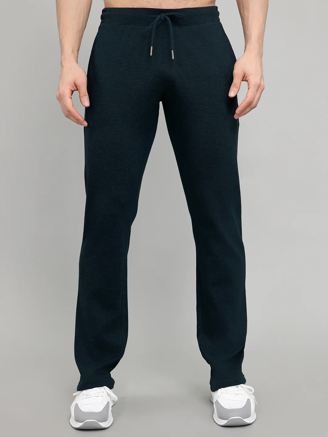 Men Navy Blue Solid Regular Fit Lower