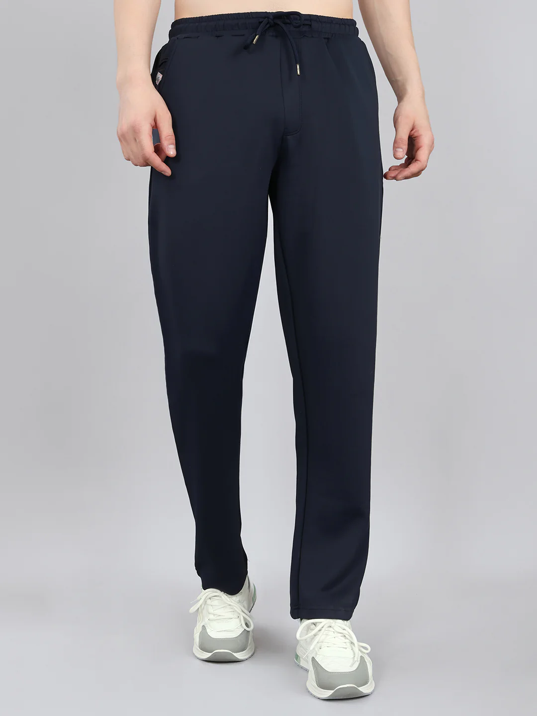 Men Navy Blue Solid Regular Fit Lower