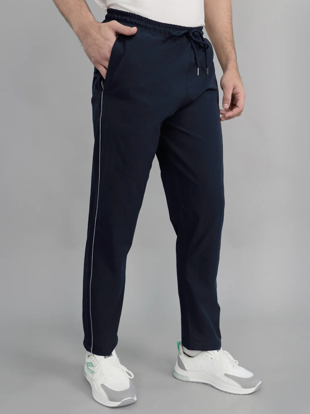 Men Navy Blue Solid Regular Fit Lower - Image 3
