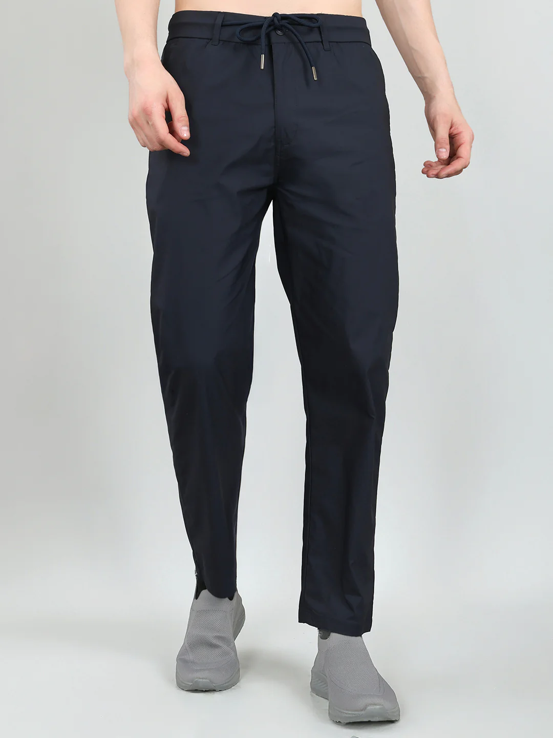 Men Navy Blue Solid Regular Fit Lower