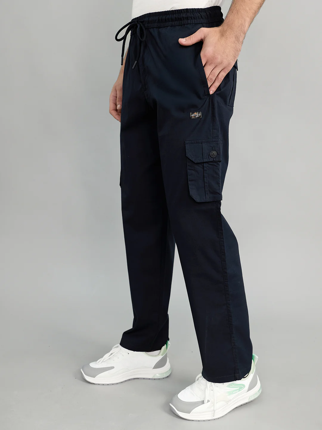 Men Navy Blue Solid Regular Fit Lower - Image 3