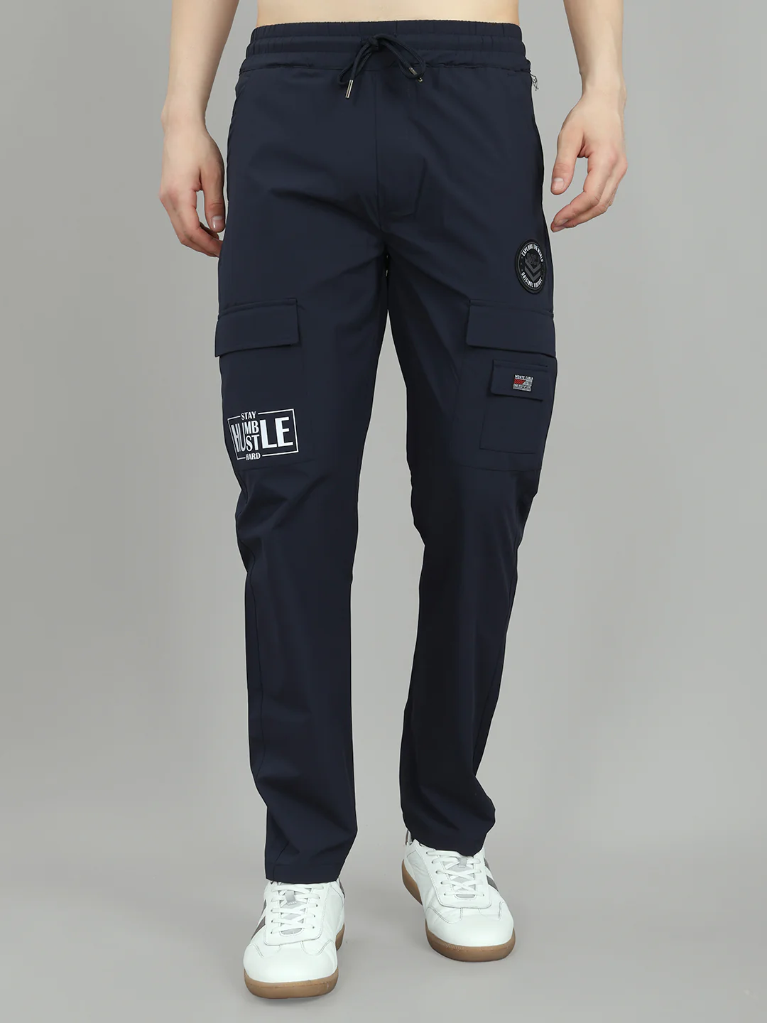 Men Navy Blue Solid Regular Fit Lower
