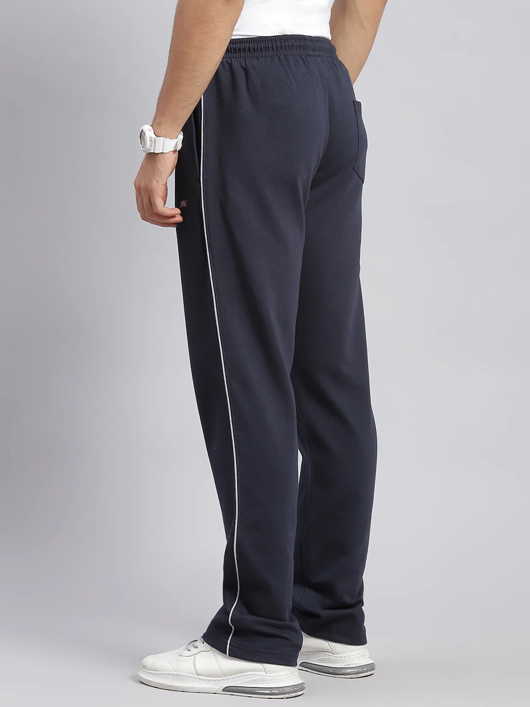 Men Navy Blue Solid Regular Fit Winter Lowers - Image 5