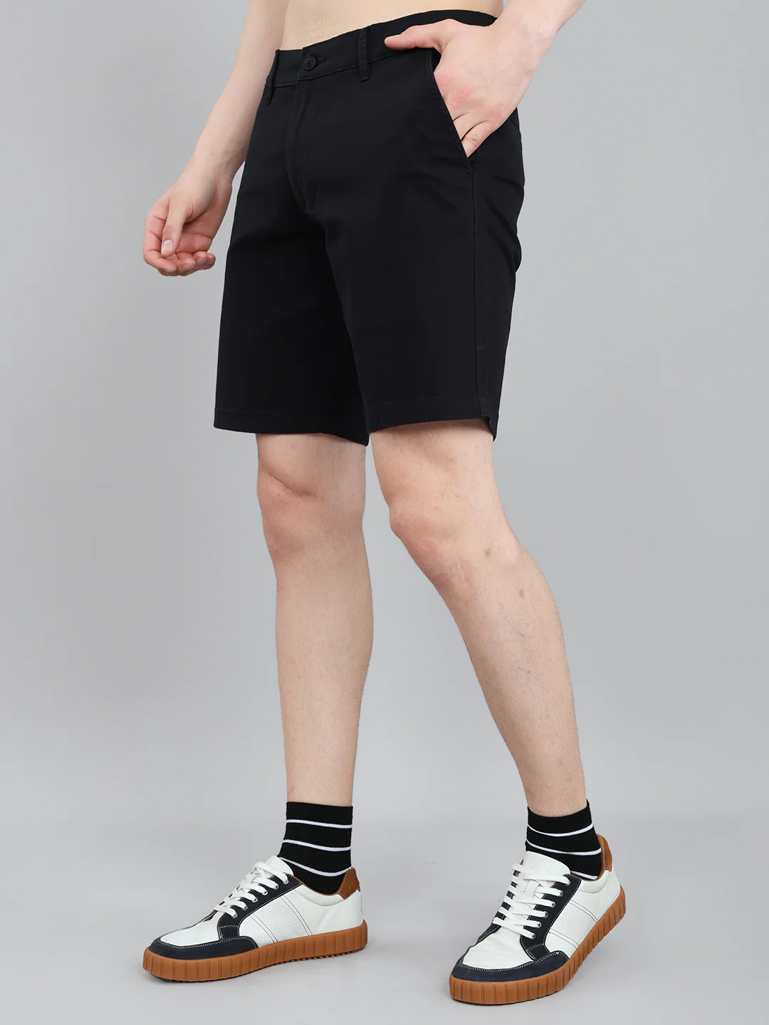 Men Navy Blue Solid Regular Fit Shorts - Image 2