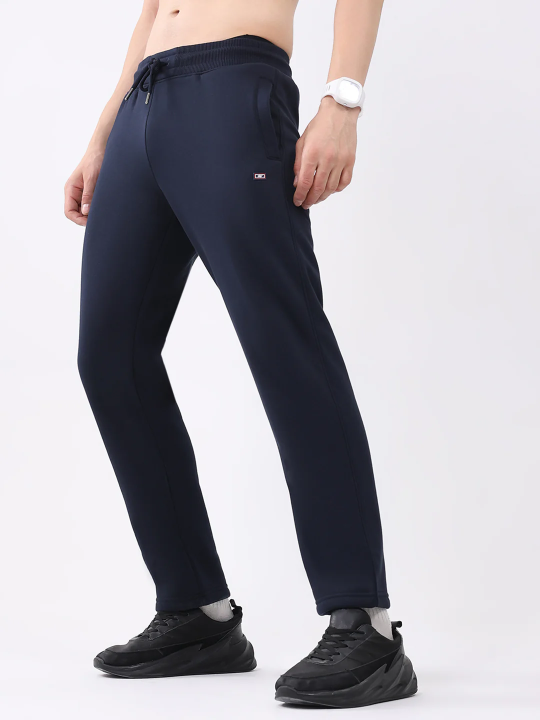 Men Navy Blue Solid Regular Fit Winter Lower - Image 3
