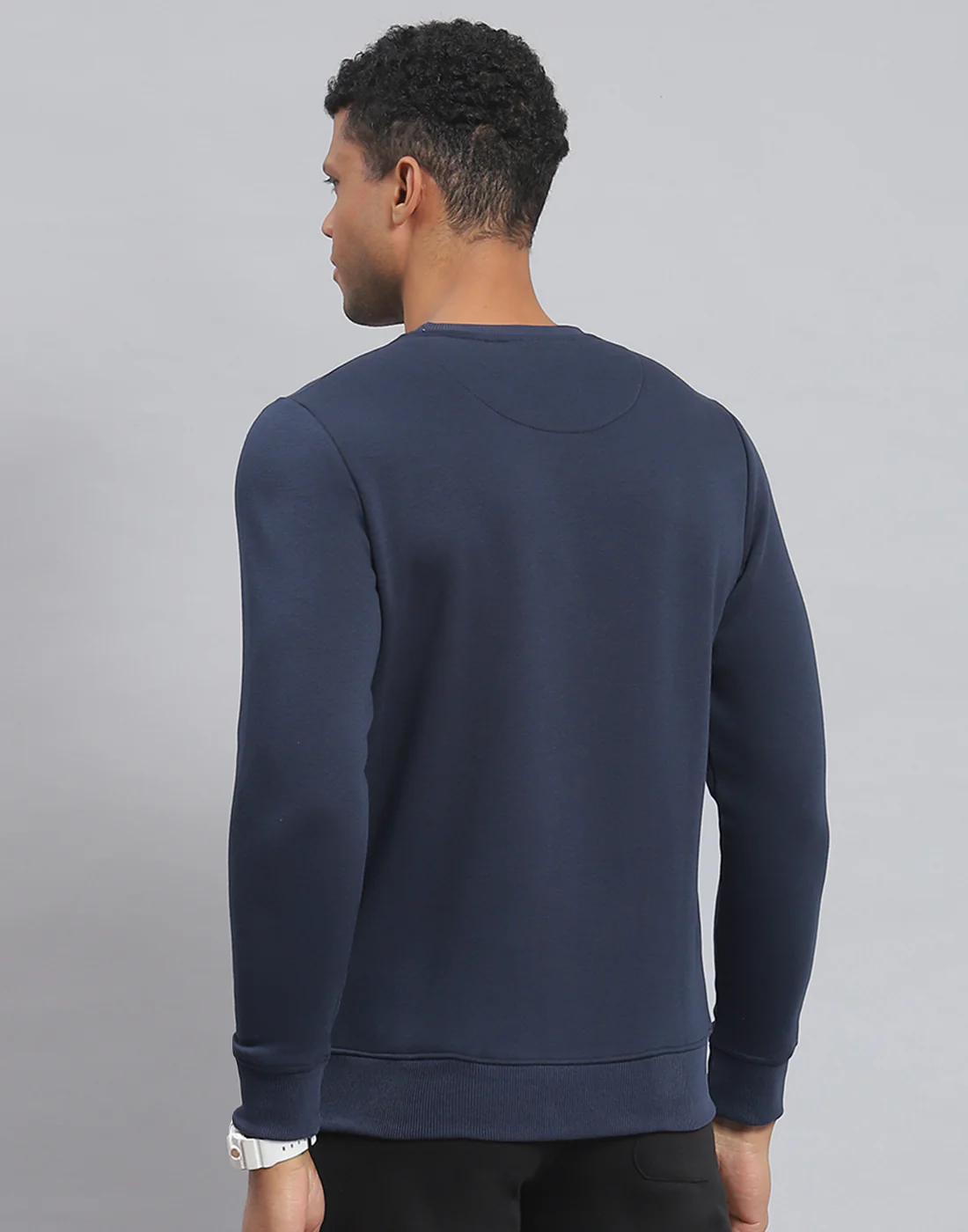 Rock.it Men Navy Blue Solid Round Neck Full Sleeve Sweatshirt - Image 5