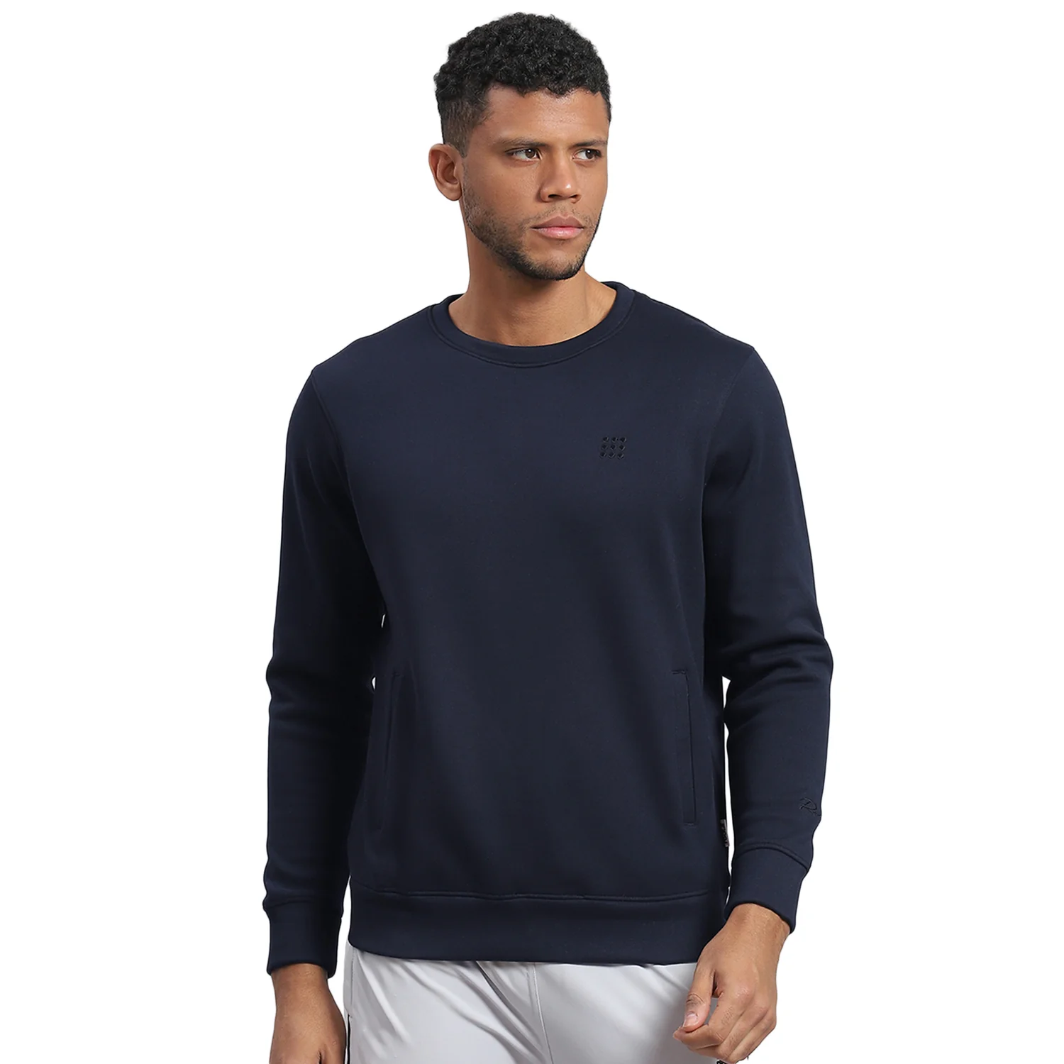 Rock.it Men Navy Blue Solid Round Neck Full Sleeve Sweatshirt - Image 5