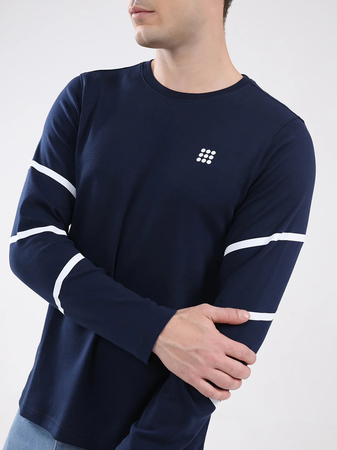 Rock.it Men Navy Blue Solid Round Neck Full Sleeve Winter T-Shirt - Image 6