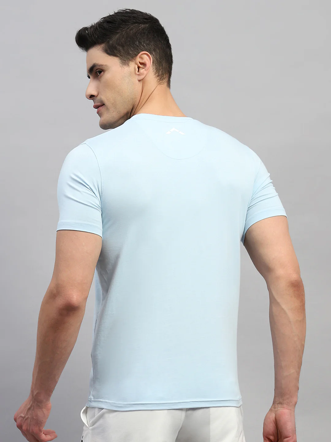 Rock.it Men Sky Blue Solid Round Neck Half Sleeve T-Shirt - Image 5
