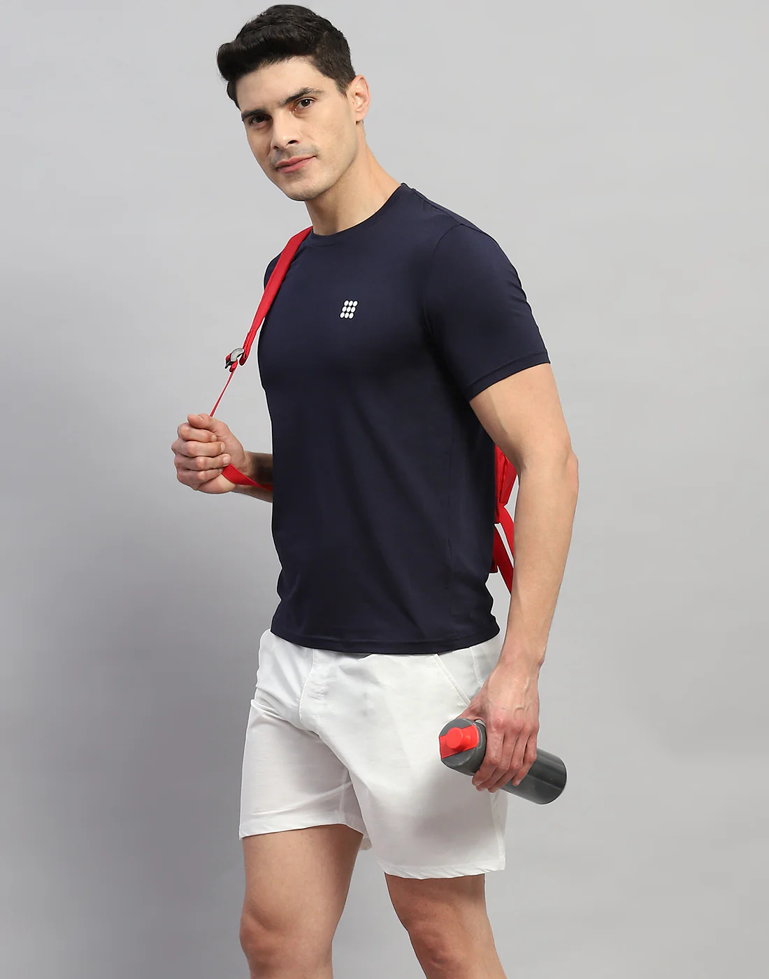 Rock.it Men Navy Blue Solid Round Neck Half Sleeve T-Shirt - Image 2