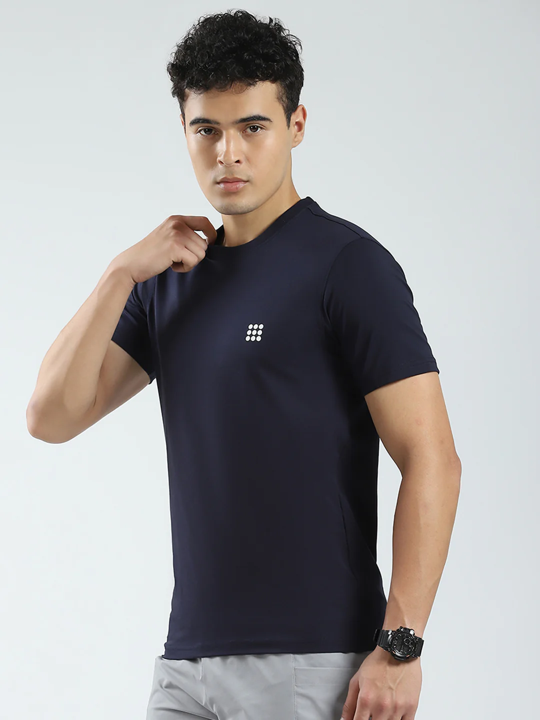 Rock.it Men Navy Blue Solid Round Neck Half Sleeve T-Shirt - Image 3